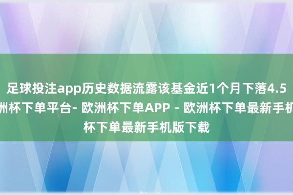 足球投注app历史数据流露该基金近1个月下落4.57%-欧洲杯下单平台- 欧洲杯下单APP - 欧洲杯下单最新手机版下载