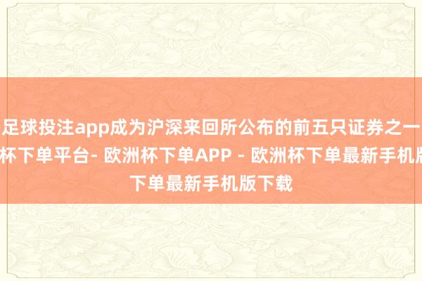 足球投注app成为沪深来回所公布的前五只证券之一-欧洲杯下单平台- 欧洲杯下单APP - 欧洲杯下单最新手机版下载