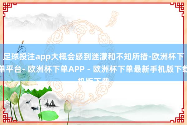 足球投注app大概会感到迷濛和不知所措-欧洲杯下单平台- 欧洲杯下单APP - 欧洲杯下单最新手机版下载