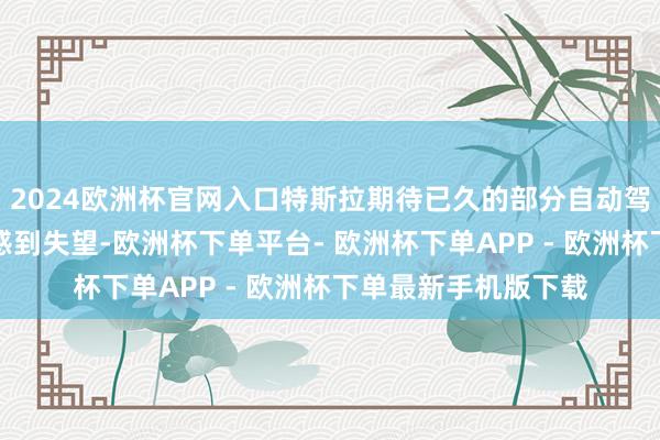 2024欧洲杯官网入口特斯拉期待已久的部分自动驾驶系统升级让车主感到失望-欧洲杯下单平台- 欧洲杯下单APP - 欧洲杯下单最新手机版下载