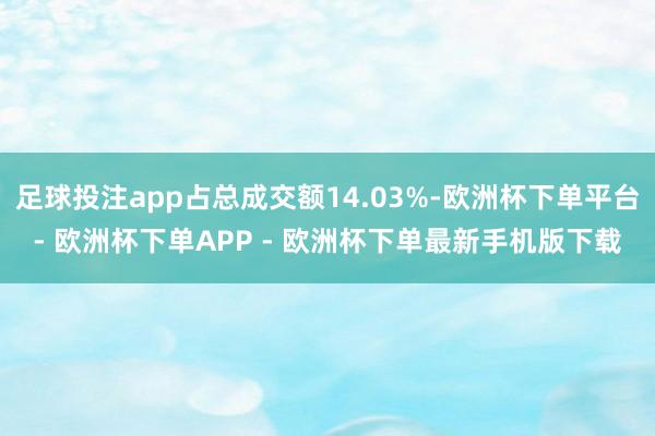 足球投注app占总成交额14.03%-欧洲杯下单平台- 欧洲杯下单APP - 欧洲杯下单最新手机版下载