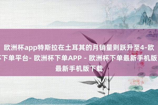 欧洲杯app特斯拉在土耳其的月销量则跃升至4-欧洲杯下单平台- 欧洲杯下单APP - 欧洲杯下单最新手机版下载