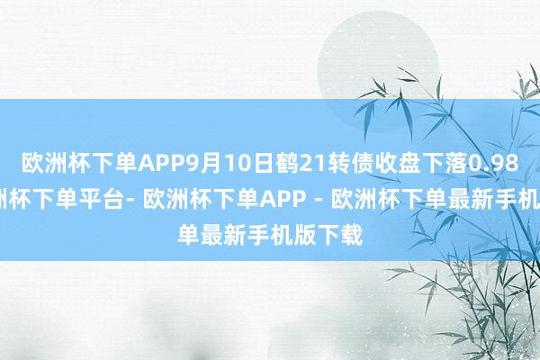 欧洲杯下单APP9月10日鹤21转债收盘下落0.98%-欧洲杯下单平台- 欧洲杯下单APP - 欧洲杯下单最新手机版下载