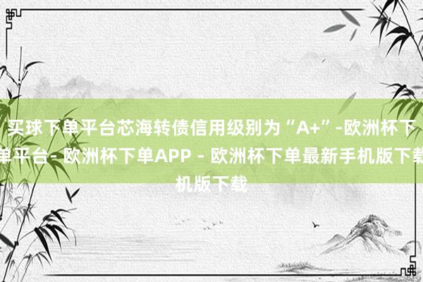 买球下单平台芯海转债信用级别为“A+”-欧洲杯下单平台- 欧洲杯下单APP - 欧洲杯下单最新手机版下载