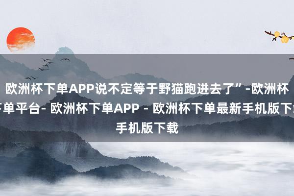 欧洲杯下单APP说不定等于野猫跑进去了”-欧洲杯下单平台- 欧洲杯下单APP - 欧洲杯下单最新手机版下载