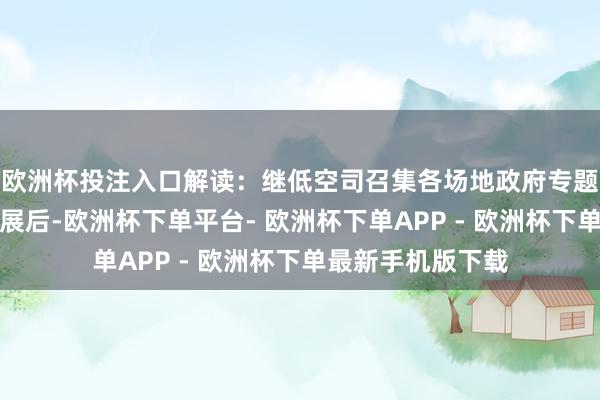 欧洲杯投注入口解读：继低空司召集各场地政府专题培训低空经济发展后-欧洲杯下单平台- 欧洲杯下单APP - 欧洲杯下单最新手机版下载