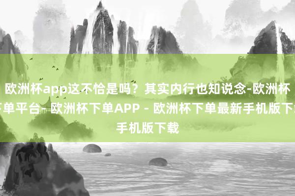 欧洲杯app这不恰是吗？其实内行也知说念-欧洲杯下单平台- 欧洲杯下单APP - 欧洲杯下单最新手机版下载