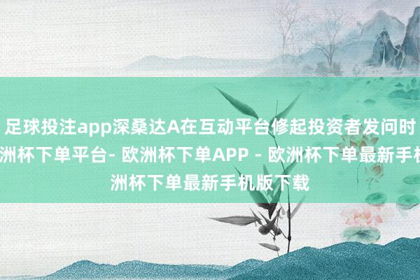 足球投注app深桑达A在互动平台修起投资者发问时默示-欧洲杯下单平台- 欧洲杯下单APP - 欧洲杯下单最新手机版下载